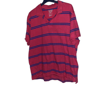 Men's Old Navy Red and Blue Striped Polo Shirt XXL Slim